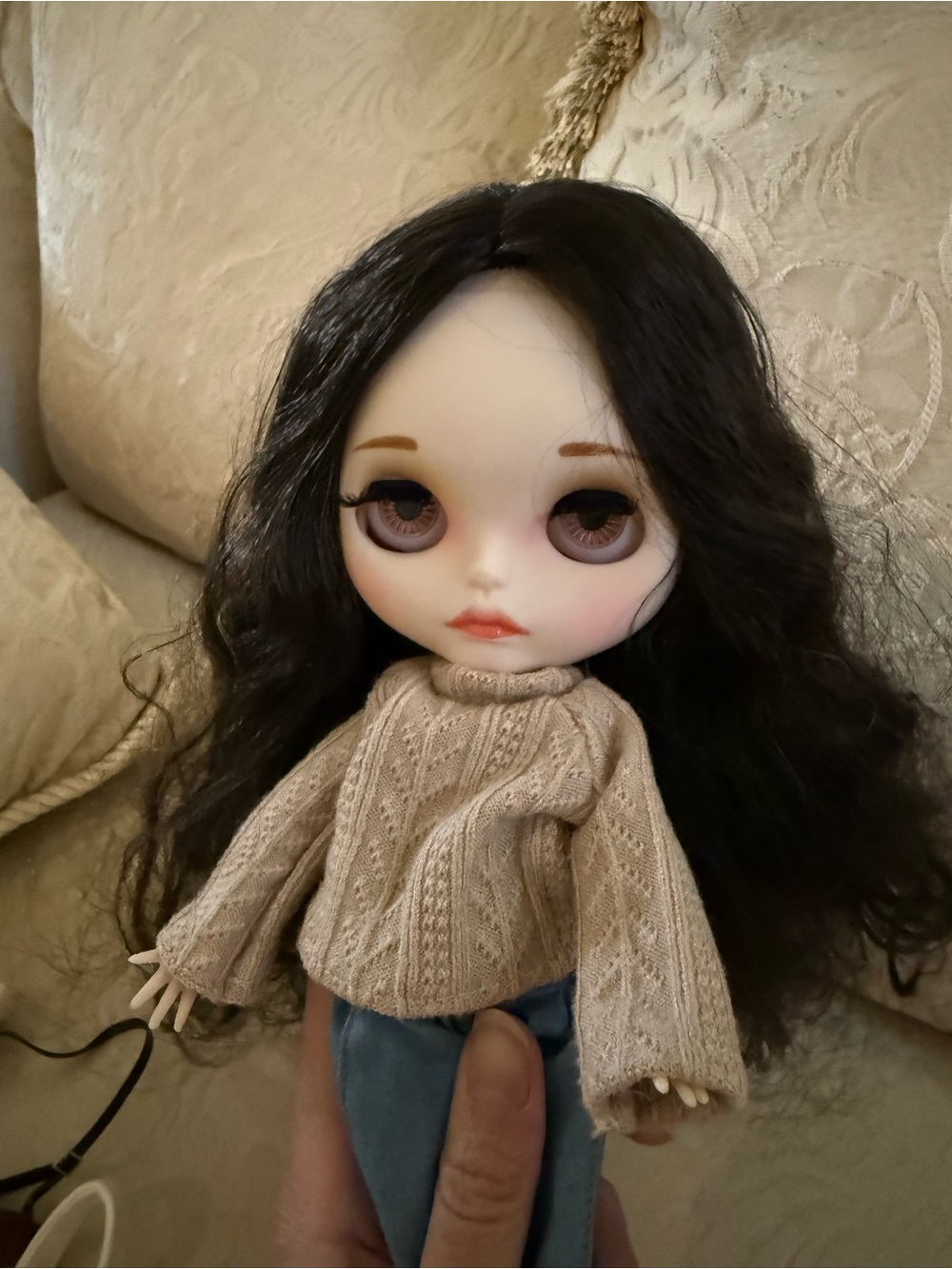 BLYTHE inspired Women Hair Doll Wig - Dark Brown Long Curly Hair - Picture 6 of 6